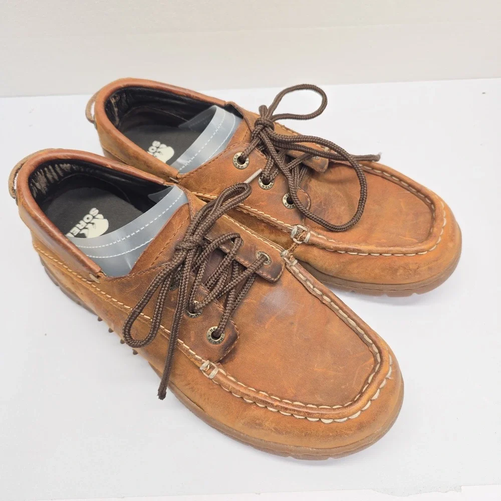 Helly Hansen Mens Brown Leather Boat Shoes Moccasin Toe Size 9 US 11467